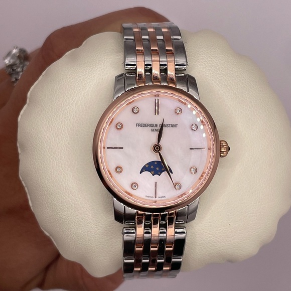 Frédérique Constant Slimline Moonphase White Mother of Pearl Women’s Watch - Picture 7 of 7